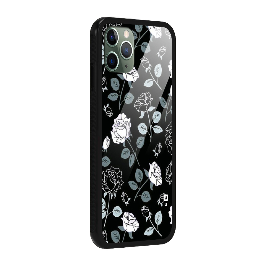 Black Artsy Bloom Glass Back Case for iPhone 11 Pro