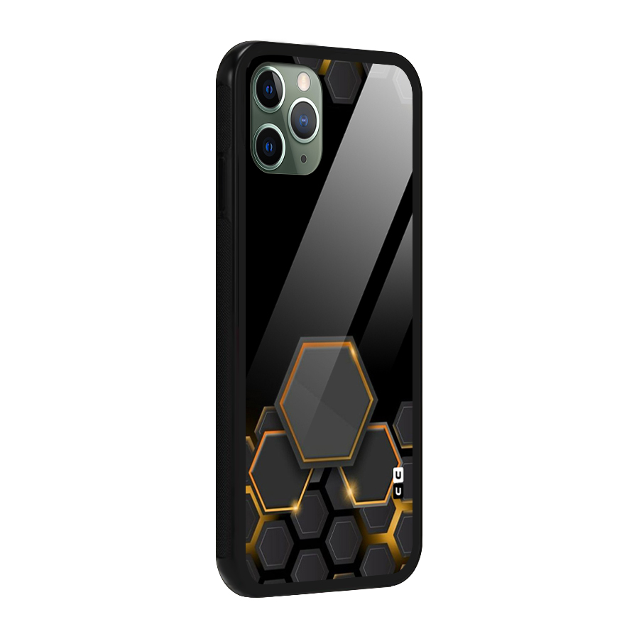 Black Gold Hexa Glass Back Case for iPhone 11 Pro