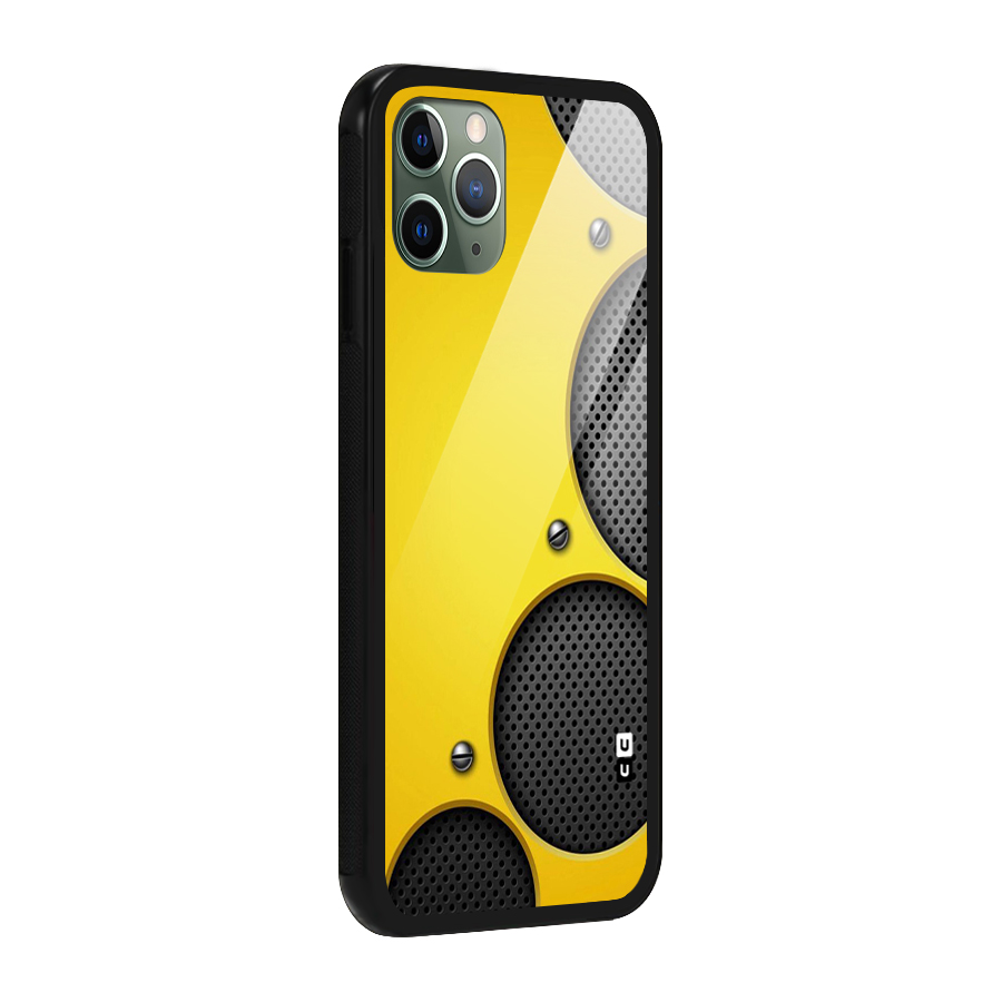 Black Net Yellow Glass Back Case for iPhone 11 Pro