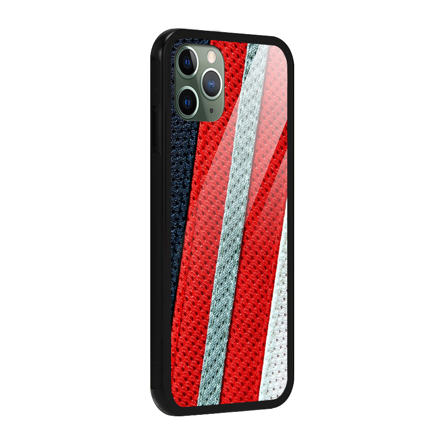 Black Red Grey Stripes Glass Back Case for iPhone 11 Pro