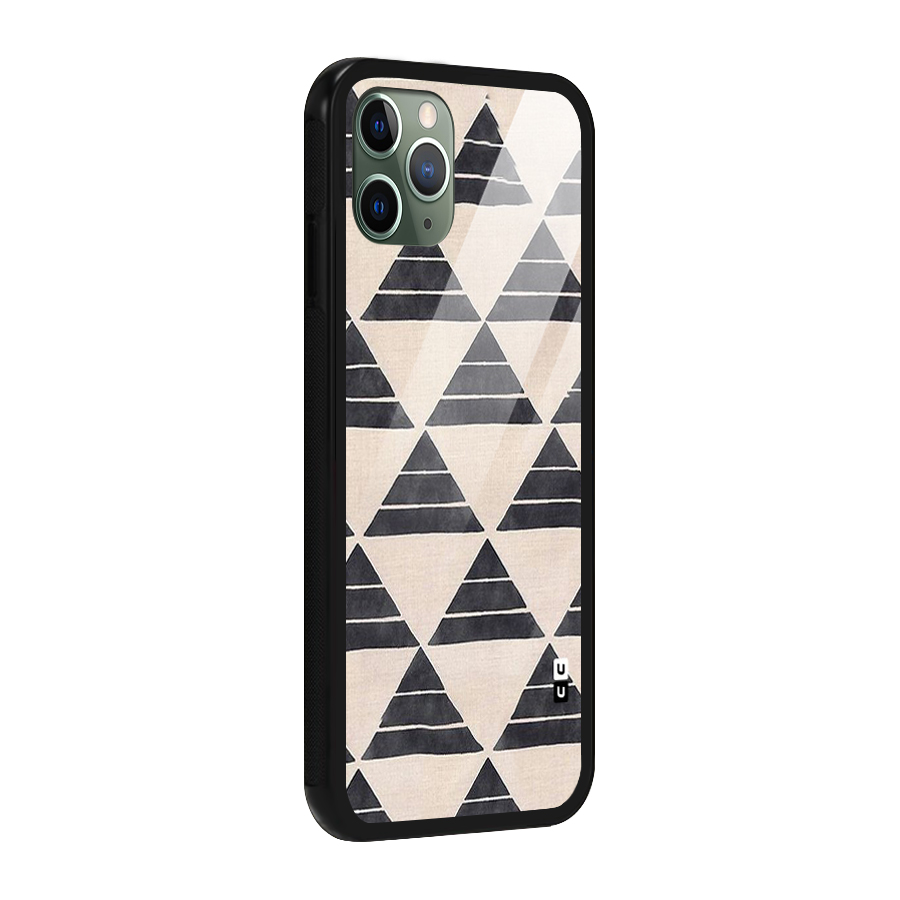 Black Slant Triangles Glass Back Case for iPhone 11 Pro
