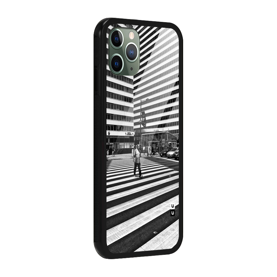 Black White Perspective Glass Back Case for iPhone 11 Pro
