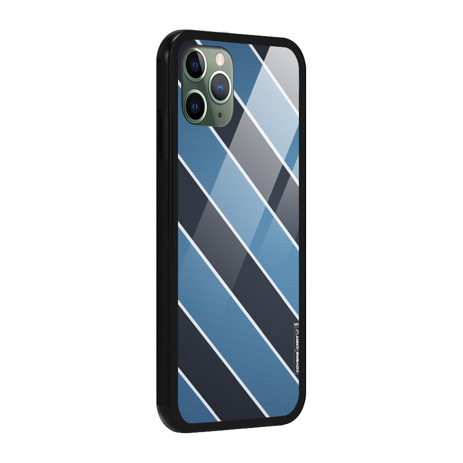 Blue Black Stripes Glass Back Case for iPhone 11 Pro