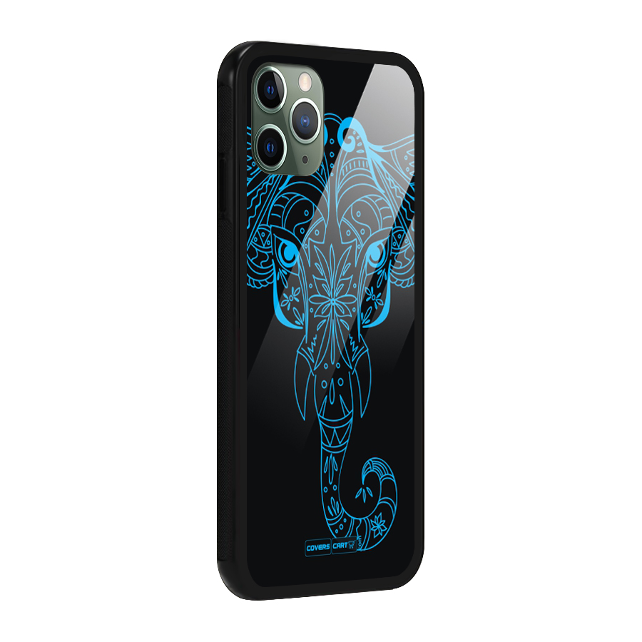 Blue Elephant Ethnic Glass Back Case for iPhone 11 Pro