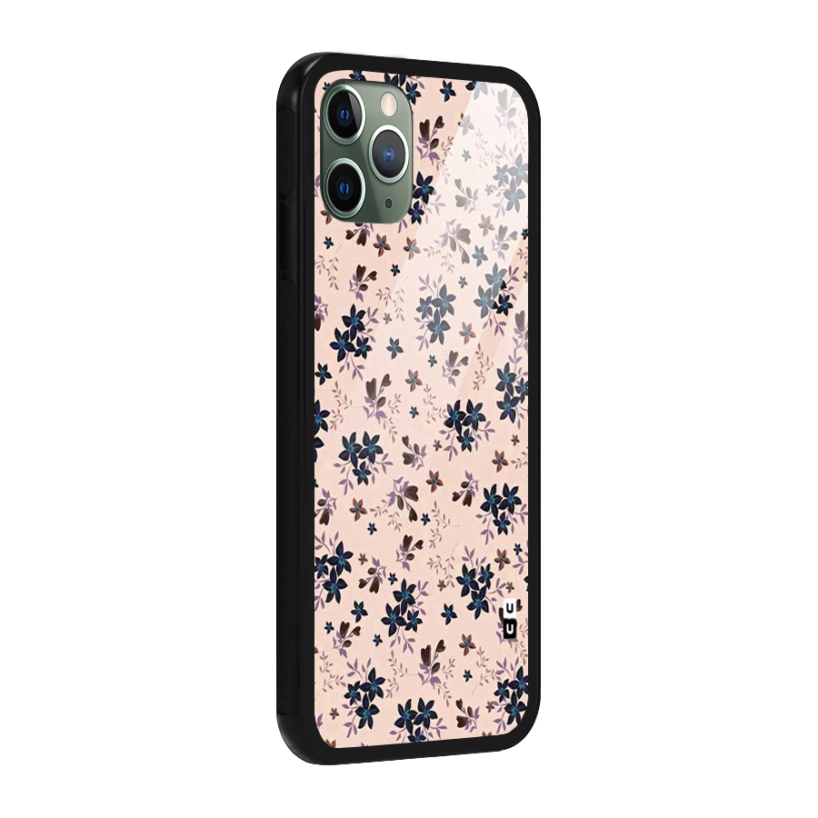 Blue Peach Floral Glass Back Case for iPhone 11 Pro