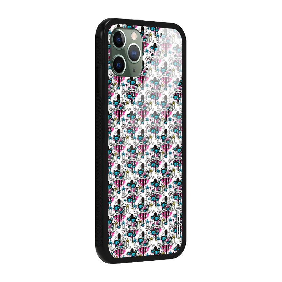 Blue Pink Pattern Glass Back Case for iPhone 11 Pro