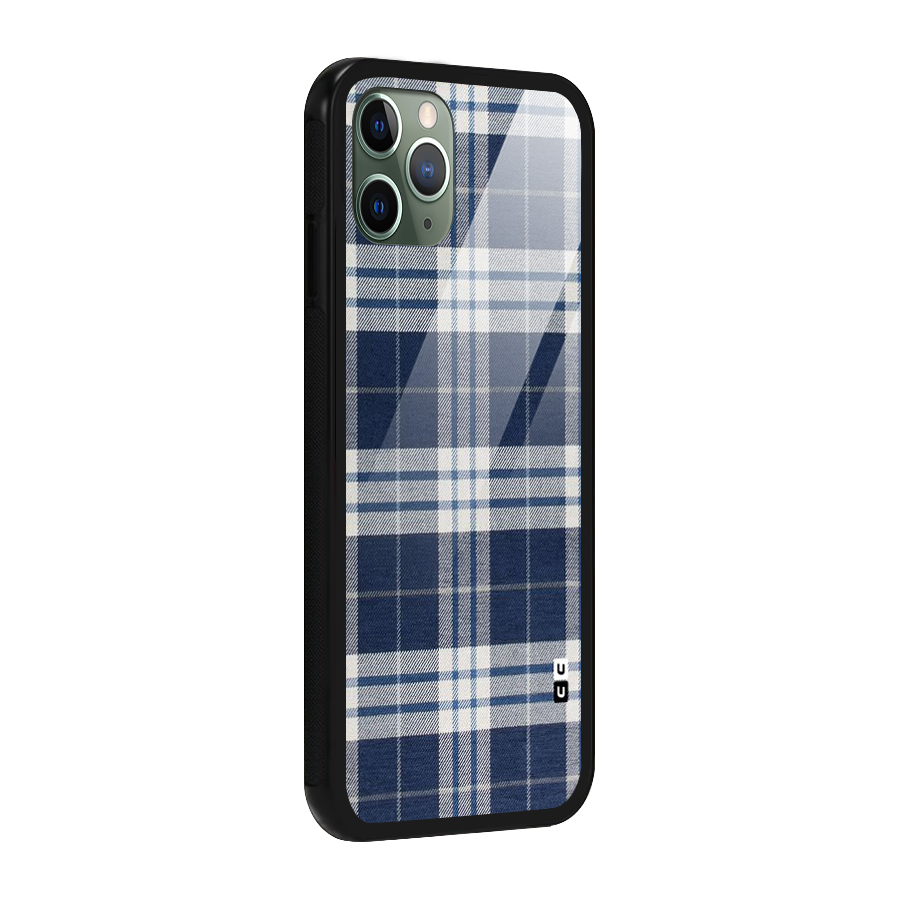 Blue White Check Glass Back Case for iPhone 11 Pro