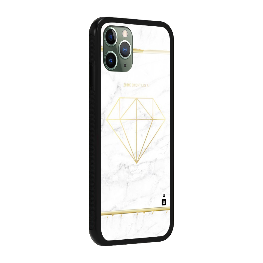 Bright Gold Diamond Glass Back Case for iPhone 11 Pro