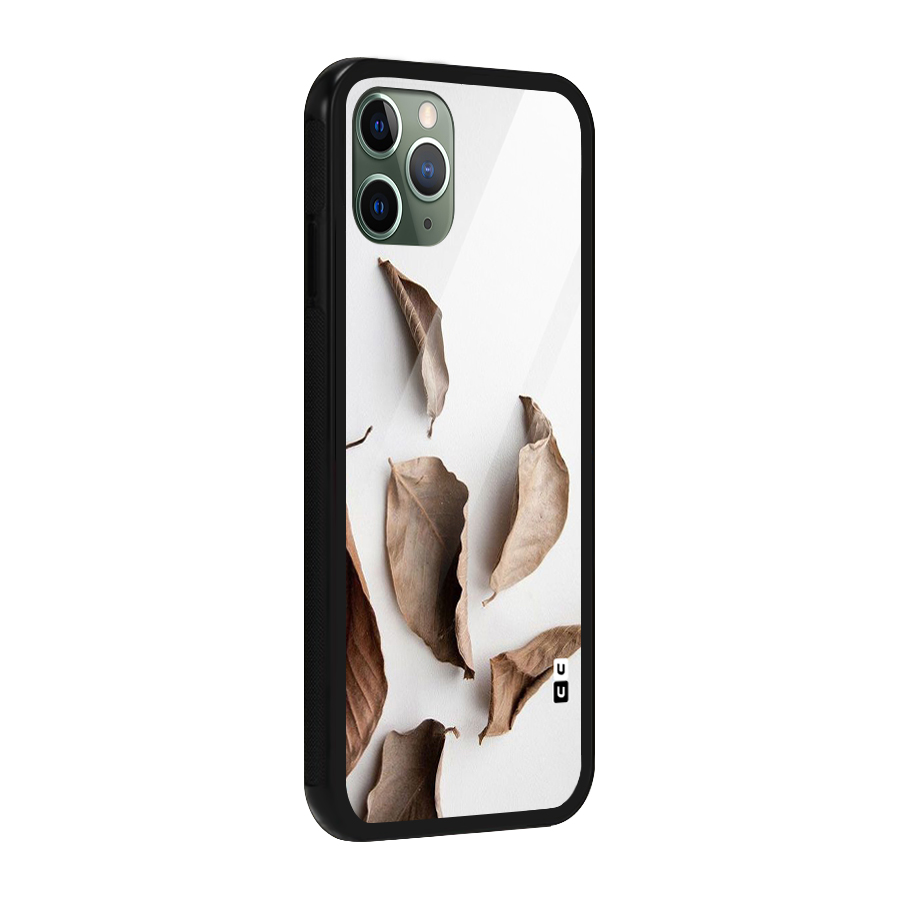 Brown Dusty Leaves Glass Back Case for iPhone 11 Pro