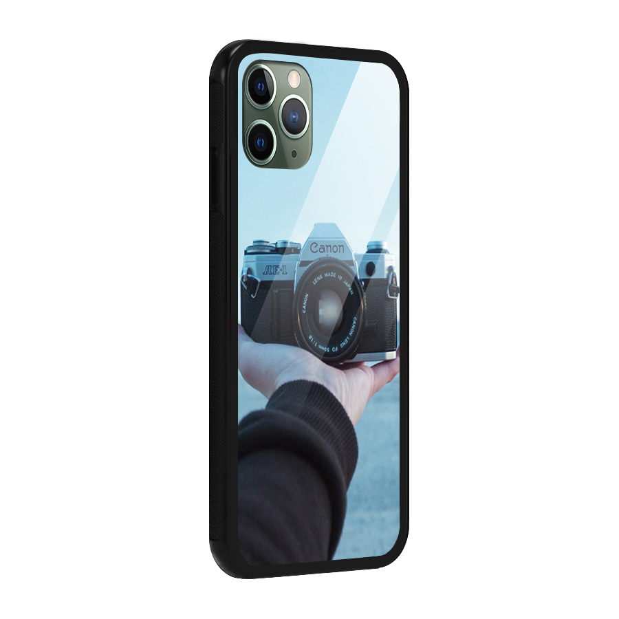 Camera in Hand Glass Back Case for iPhone 11 Pro