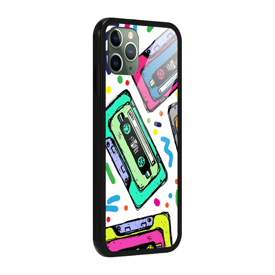 Cassette Pattern Glass Back Case for iPhone 11 Pro