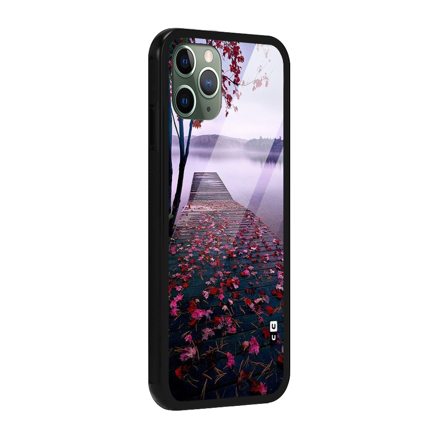 Cherry Blossom Dock Glass Back Case for iPhone 11 Pro