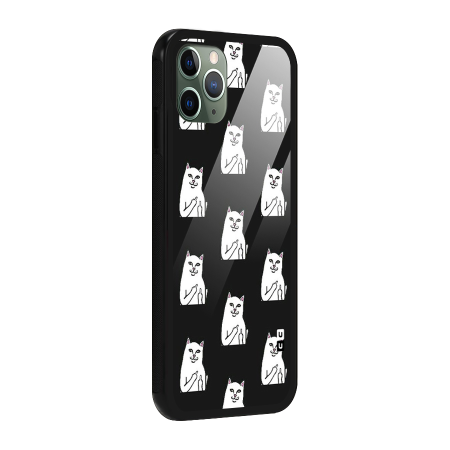 Chill Cat Pattern Glass Back Case for iPhone 11 Pro