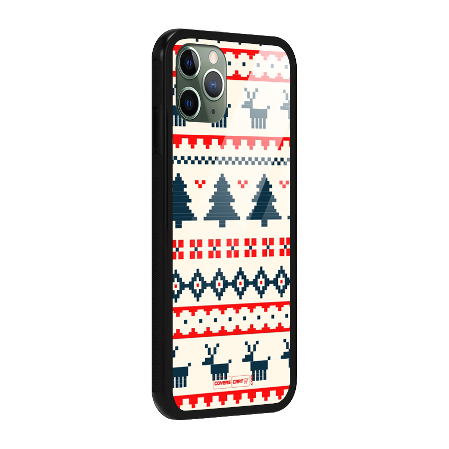 Christmas Design Pattern Glass Back Case for iPhone 11 Pro