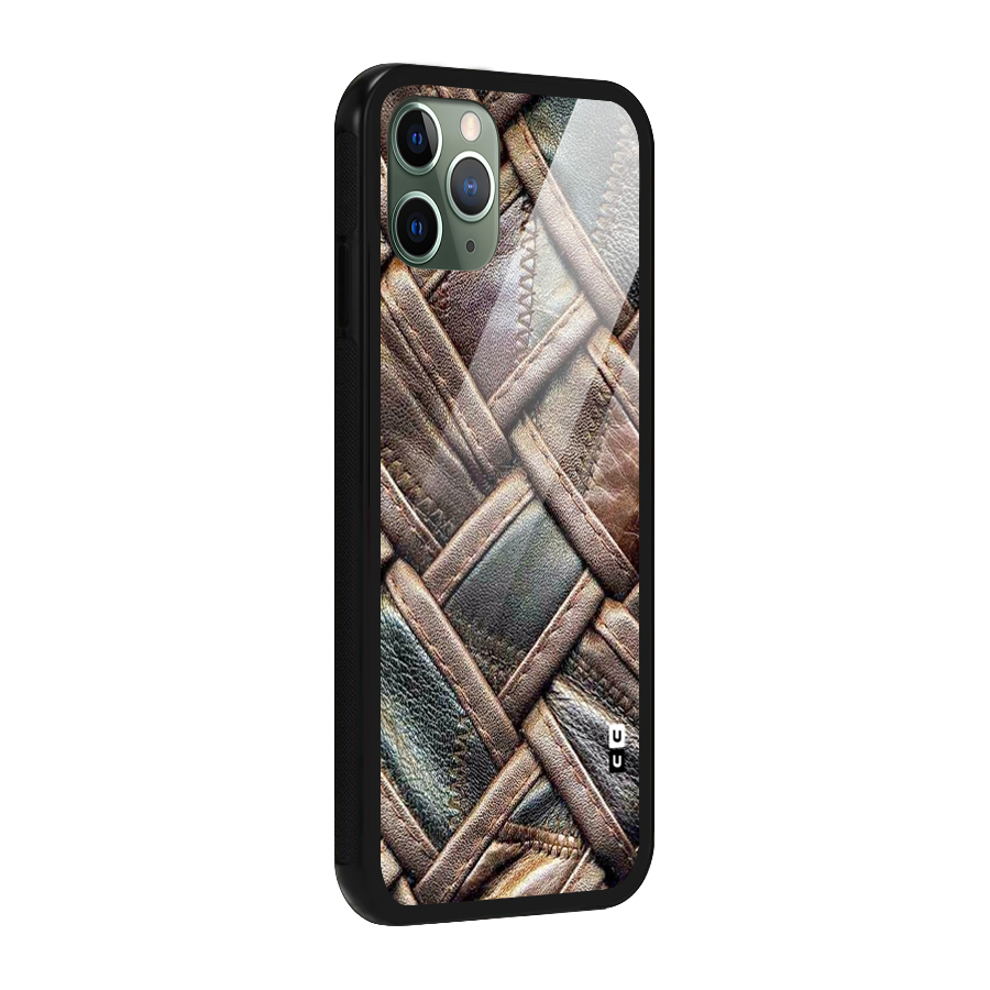 Classic Leather Belt Design Glass Back Case for iPhone 11 Pro