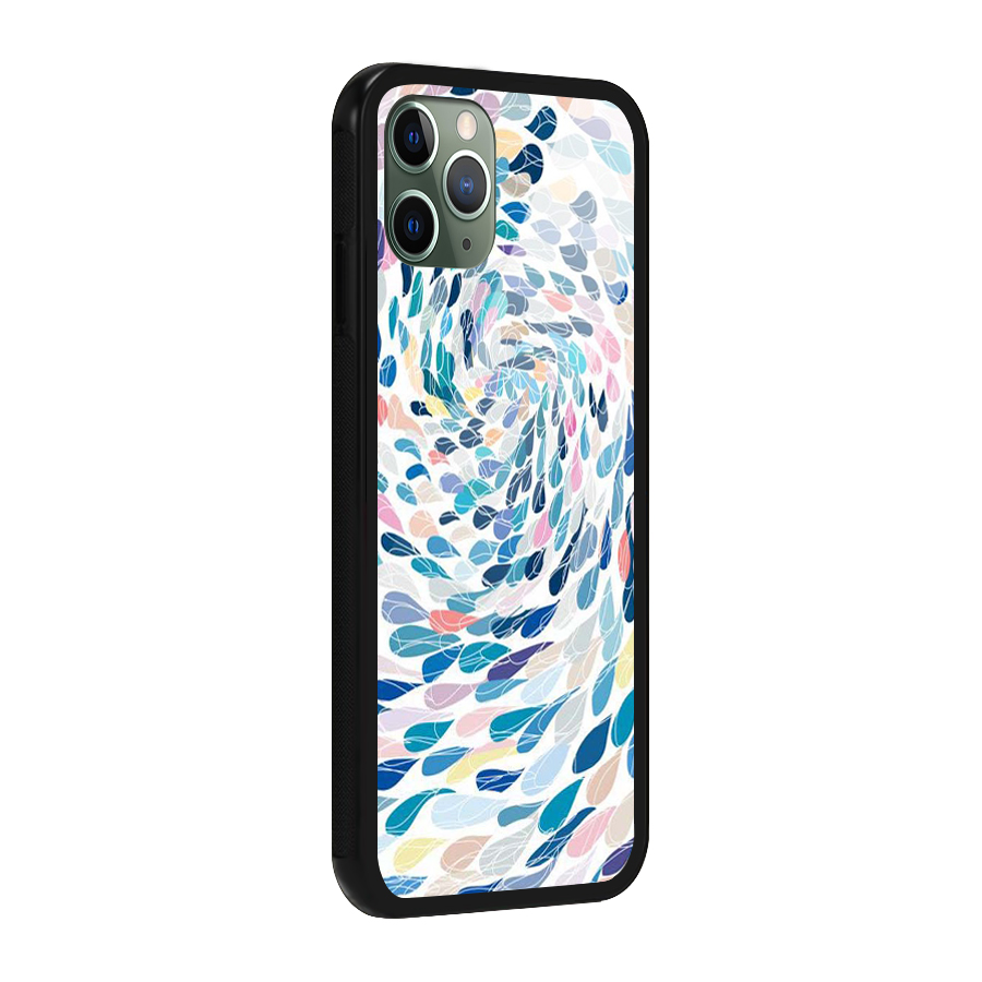 Color Droplets Swirls Glass Back Case for iPhone 11 Pro