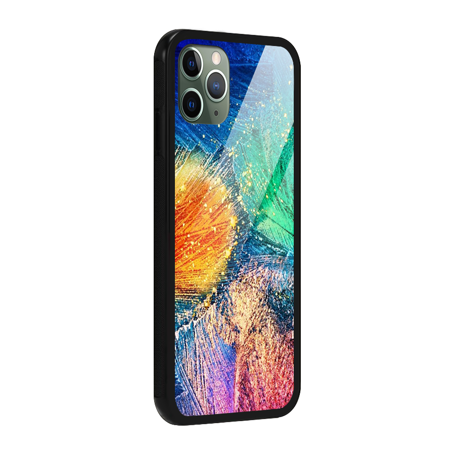Colorful Leafs Vibrant Glass Back Case for iPhone 11 Pro