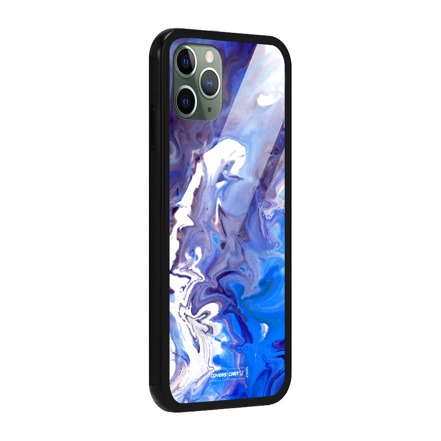 Cool Blue Marble Texture Glass Back Case for iPhone 11 Pro