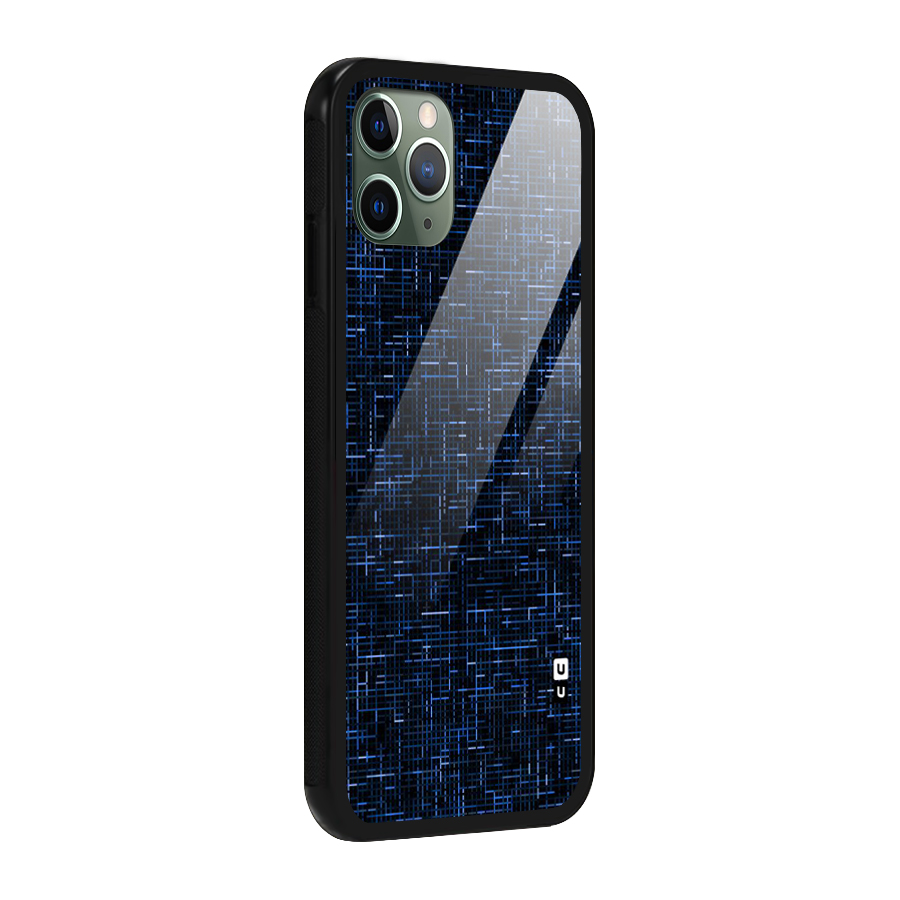 Criss Cross Blue Pattern Glass Back Case for iPhone 11 Pro