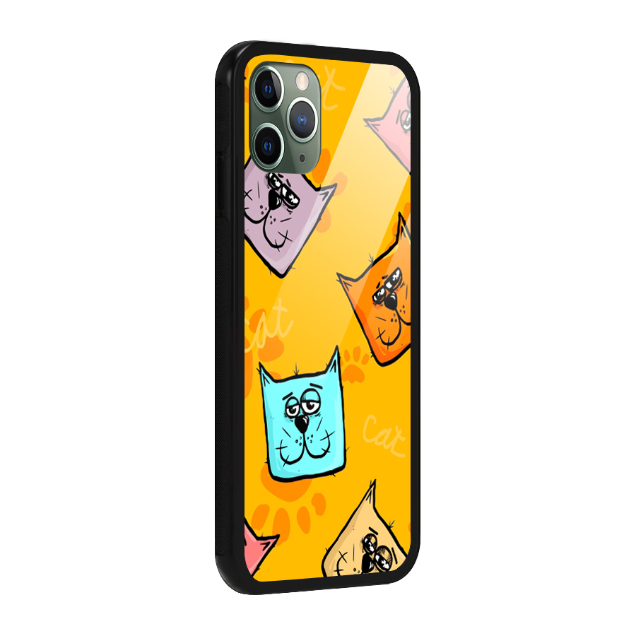 Cute Cat Pattern Glass Back Case for iPhone 11 Pro