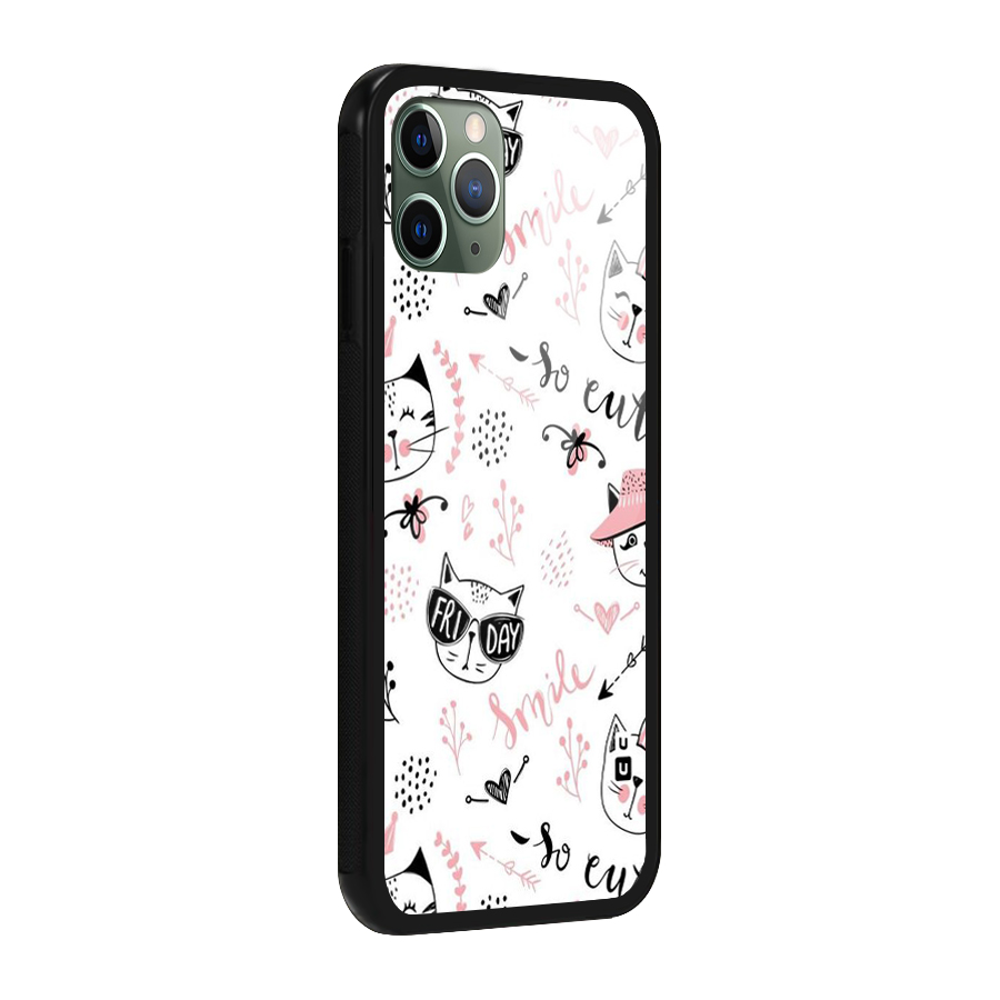 Cute Cat Swag Glass Back Case for iPhone 11 Pro