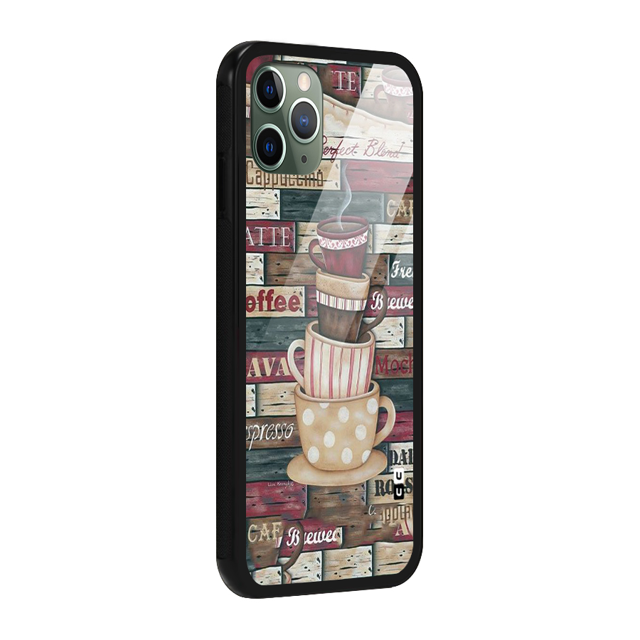 Cute Coffee Cups Glass Back Case for iPhone 11 Pro