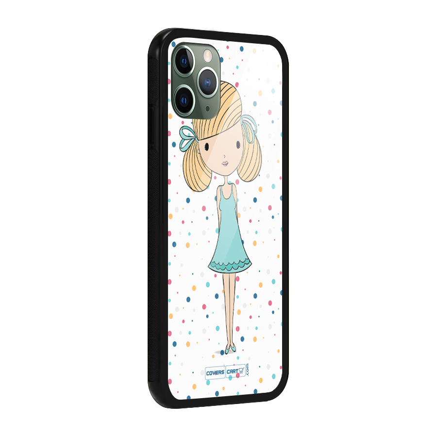 Cute Girl Glass Back Case for iPhone 11 Pro