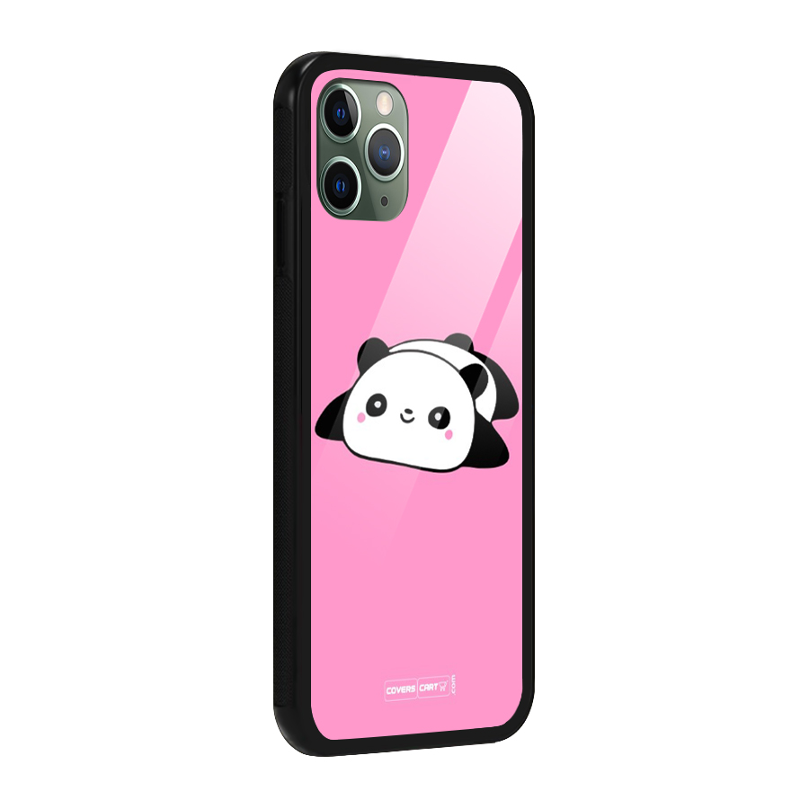 Cute Lazy Panda Glass Back Case for iPhone 11 Pro