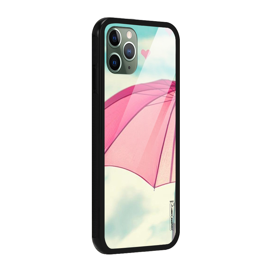 Cute Pink Umbrella Glass Back Case for iPhone 11 Pro