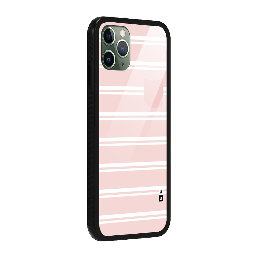 Cute Pocket Striped Glass Back Case for iPhone 11 Pro