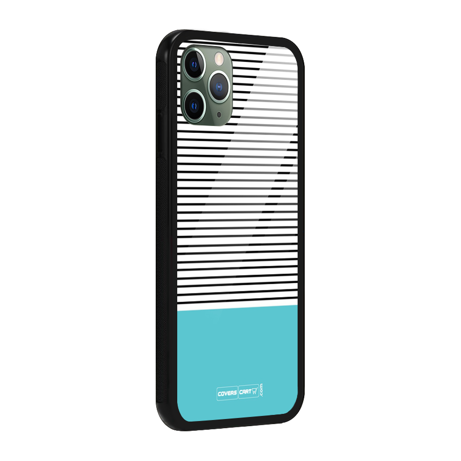 Deep Sky Blue Stripes Glass Back Case for iPhone 11 Pro