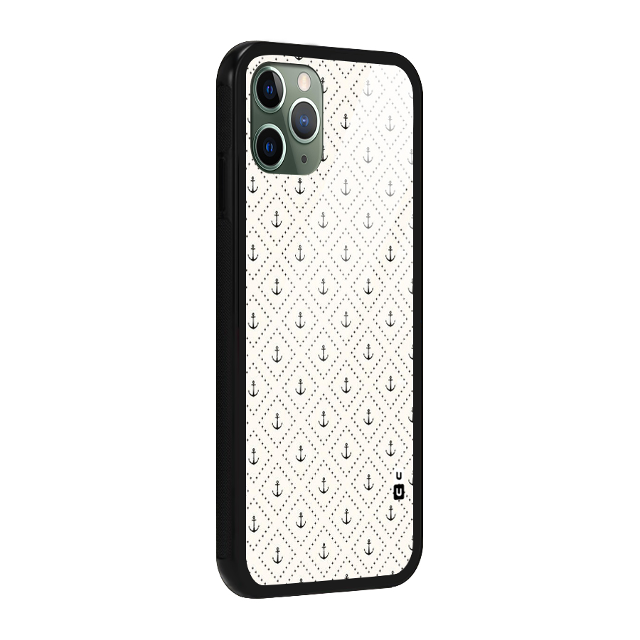Diamond Anchor Design Glass Back Case for iPhone 11 Pro