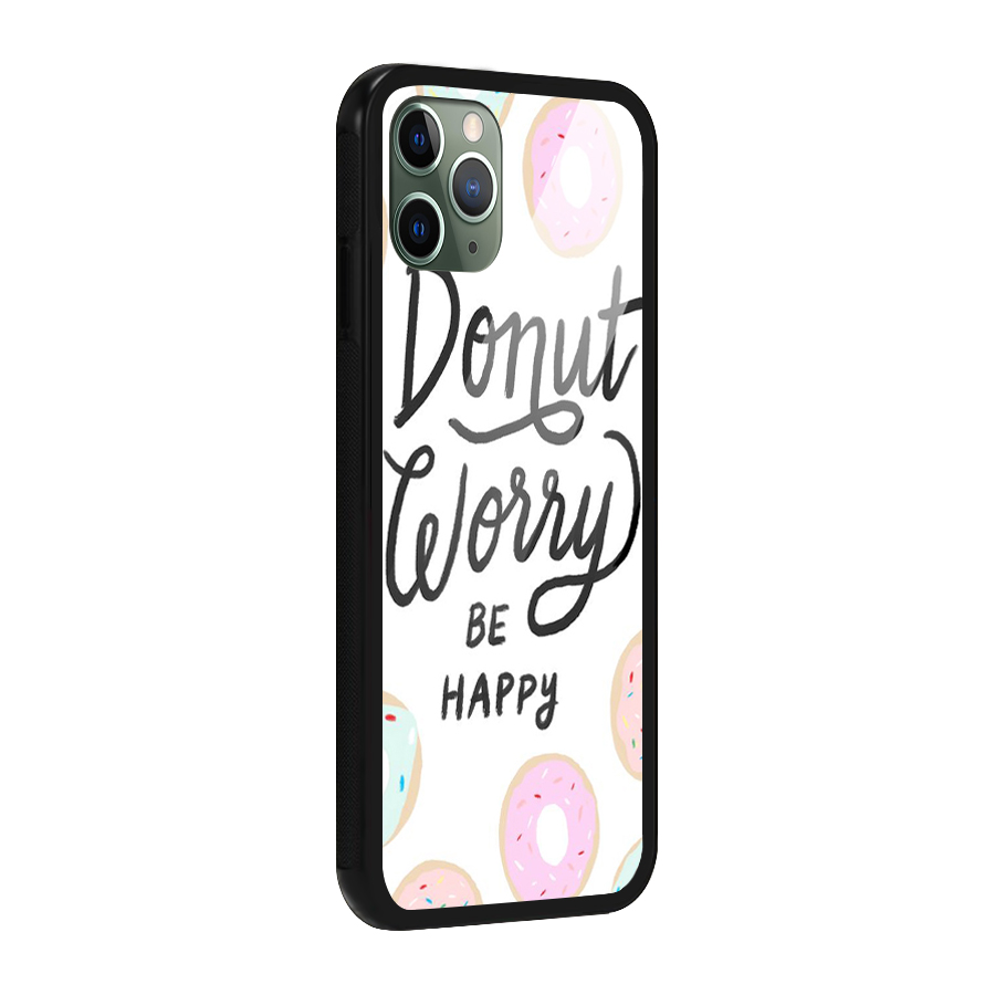 Donut Worry Be Happy Glass Back Case for iPhone 11 Pro