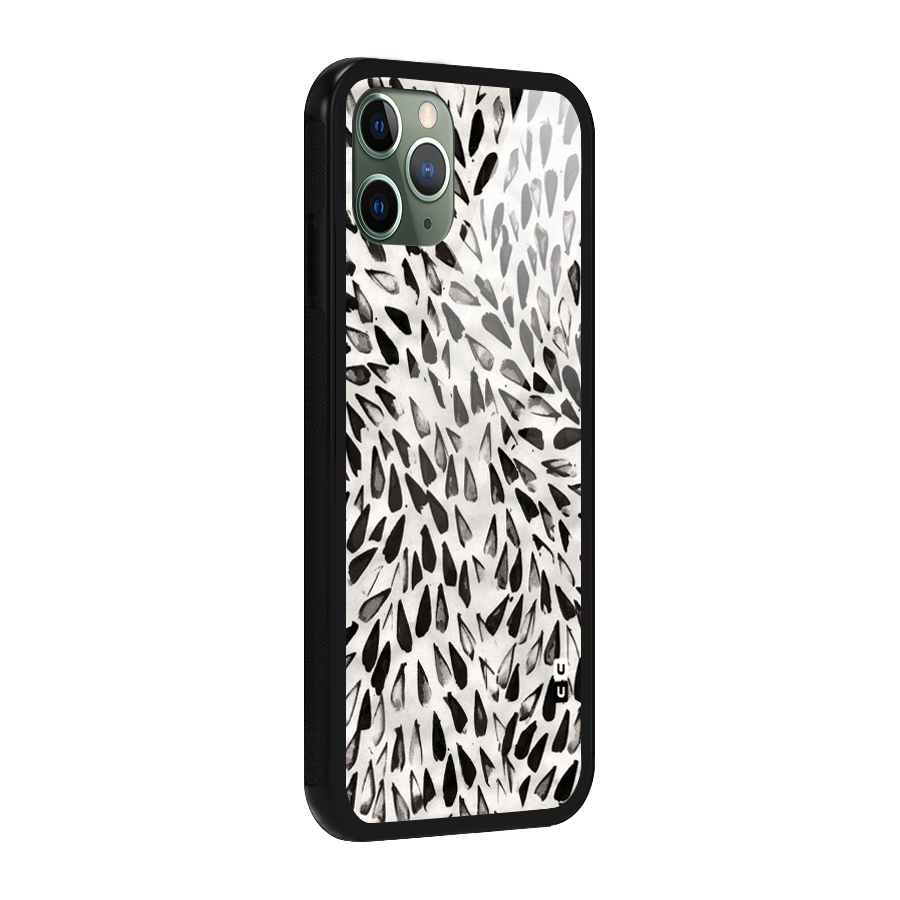 Feather Pattern Colorless Glass Back Case for iPhone 11 Pro