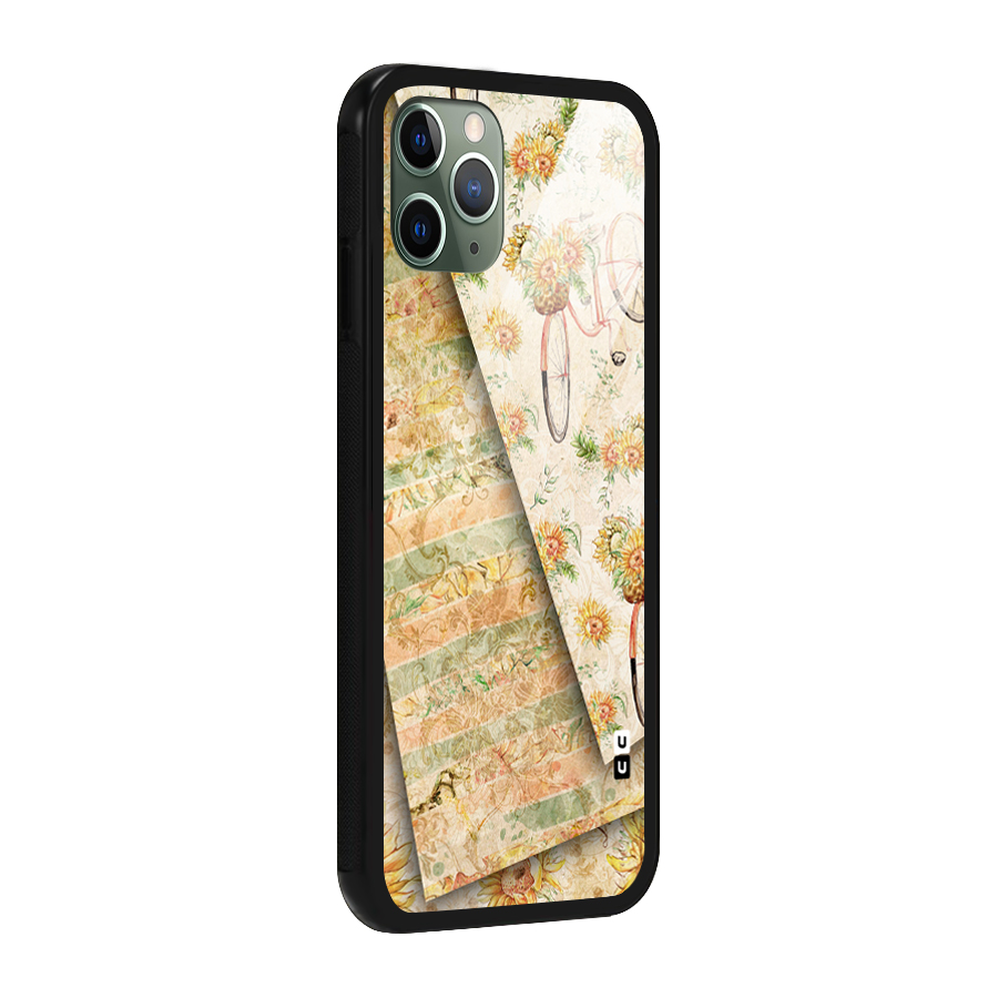 Floral Bicycle Glass Back Case for iPhone 11 Pro
