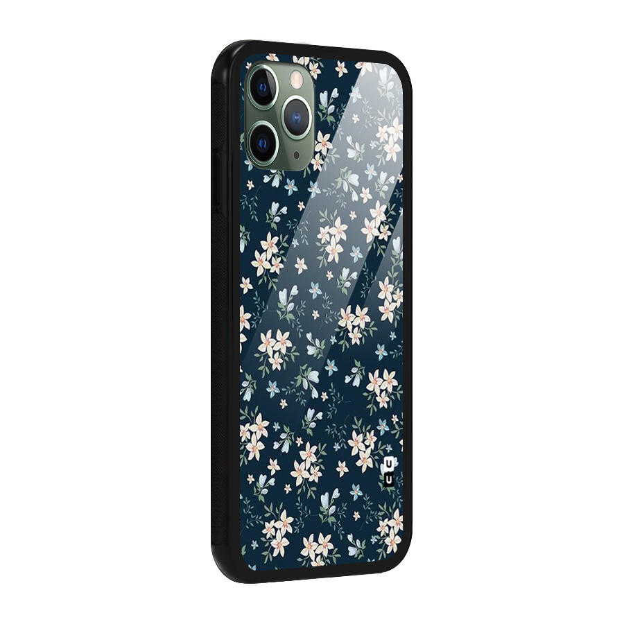 Floral Blue Bloom Glass Back Case for iPhone 11 Pro