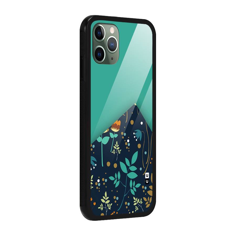 Floral Corner Glass Back Case for iPhone 11 Pro