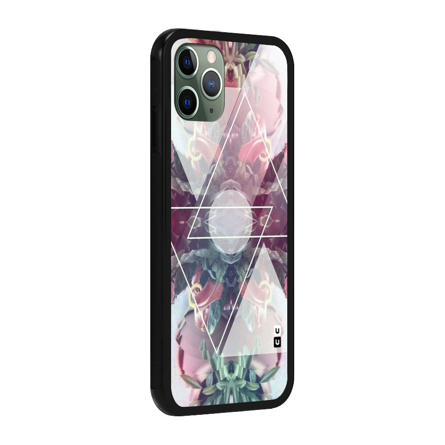 Floral Triangle Glass Back Case for iPhone 11 Pro