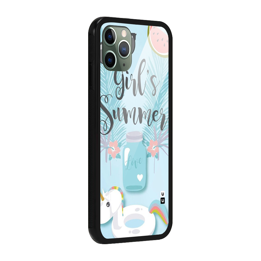 Girls Summer Glass Back Case for iPhone 11 Pro