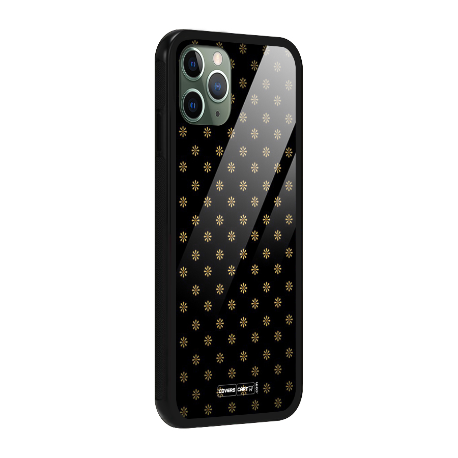 Golden Flowers Glass Back Case for iPhone 11 Pro