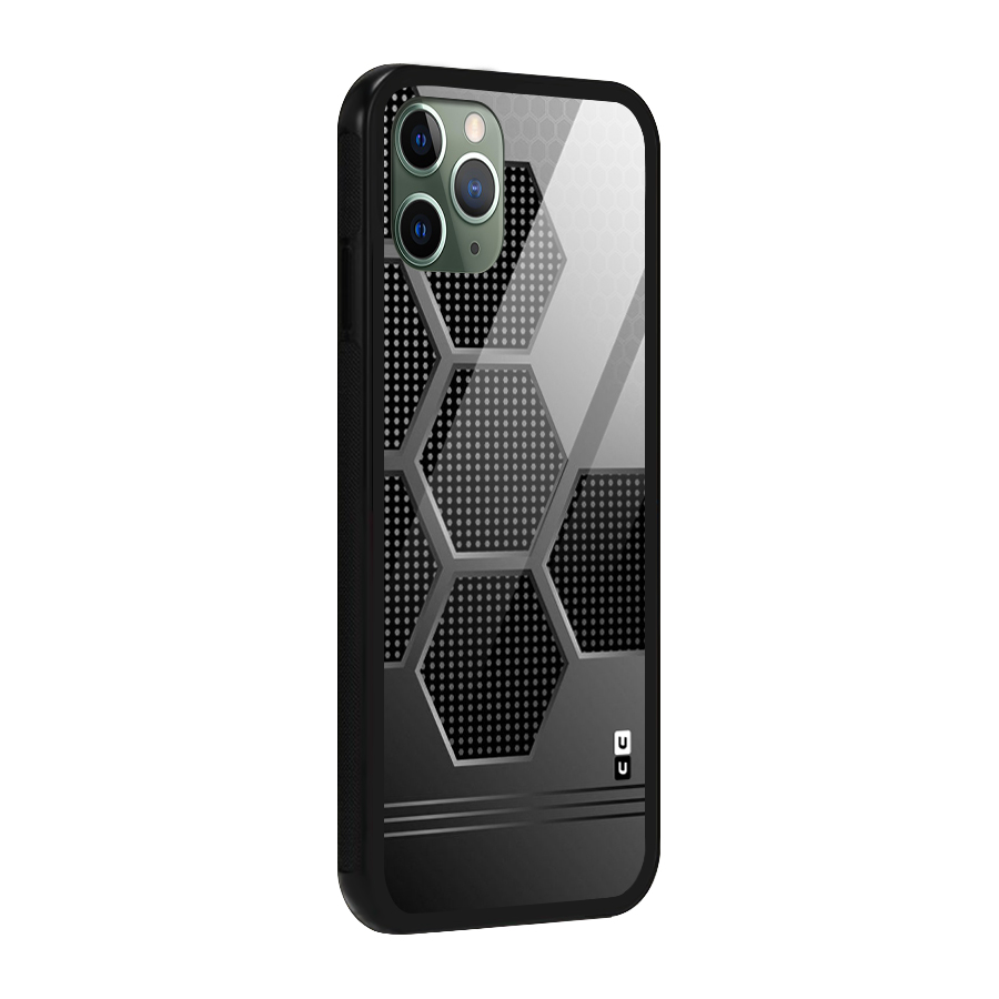 Grey Black Hexa Glass Back Case for iPhone 11 Pro