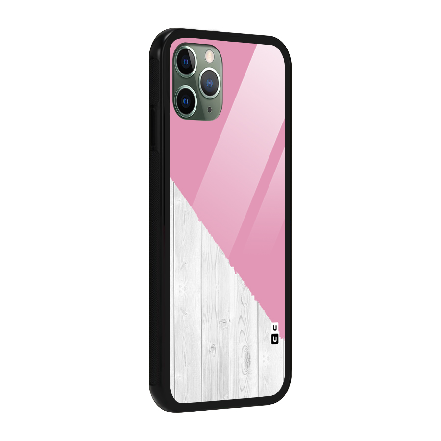 Grey Pink Wooden Design Glass Back Case for iPhone 11 Pro