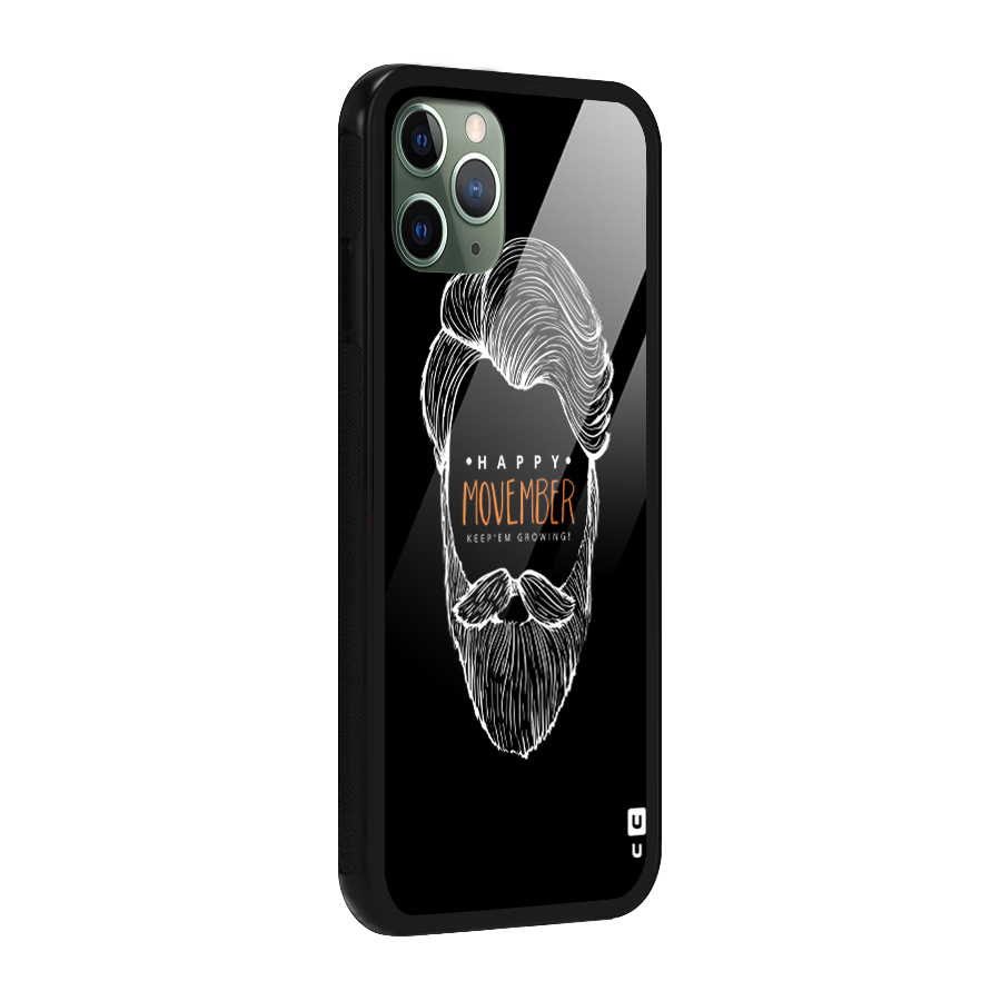 Happy Movember Black Glass Back Case for iPhone 11 Pro