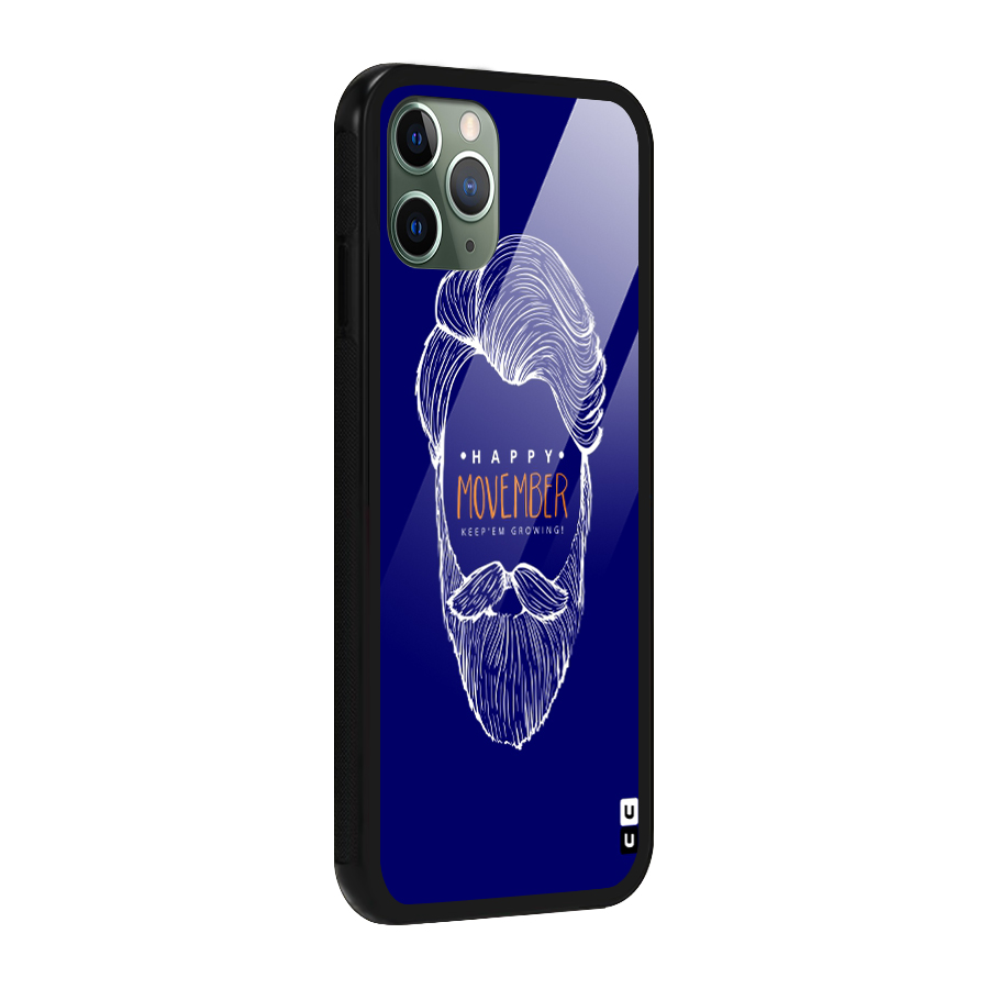 Happy Movember Blue Glass Back Case for iPhone 11 Pro
