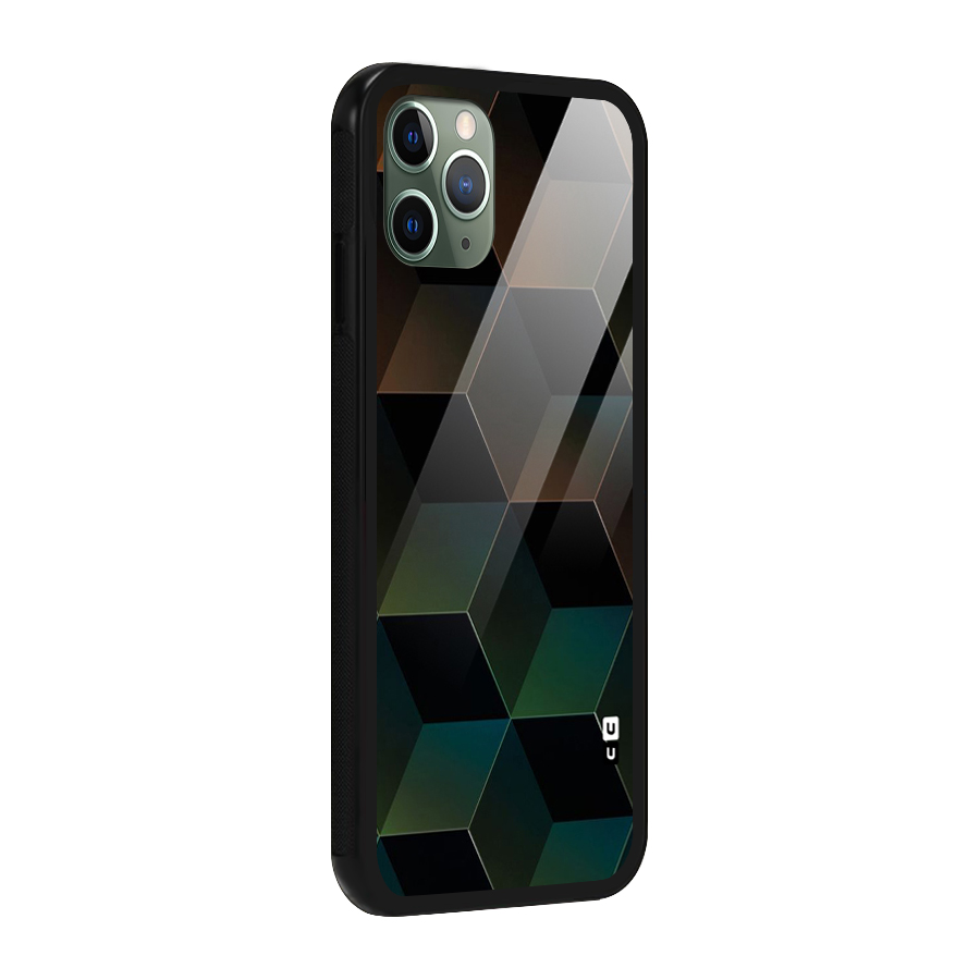 Hexagonal Design Glass Back Case for iPhone 11 Pro