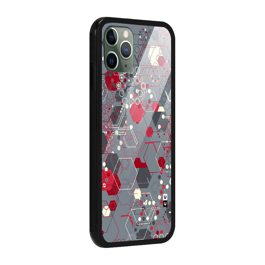Hexagons Pattern Glass Back Case for iPhone 11 Pro