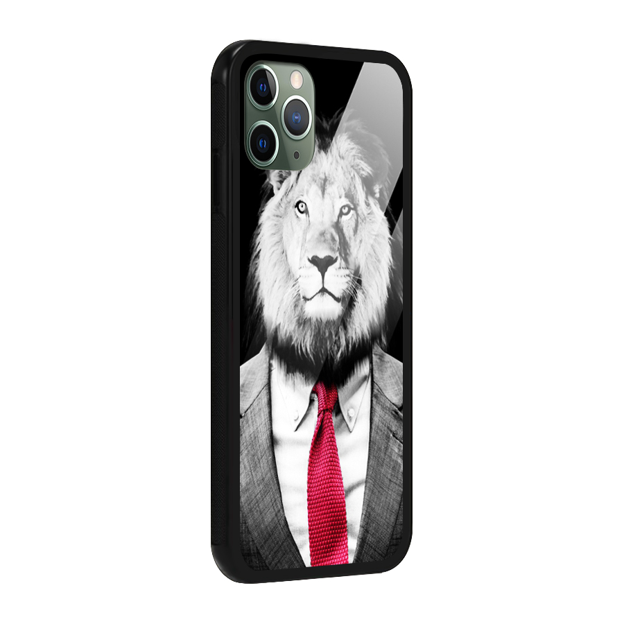 Lion with Red Tie Glass Back Case for iPhone 11 Pro