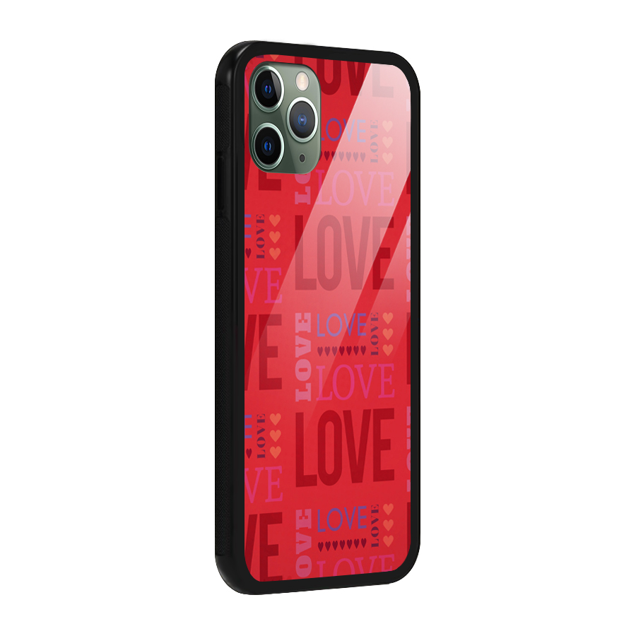 Love Pattern Glass Back Case for iPhone 11 Pro