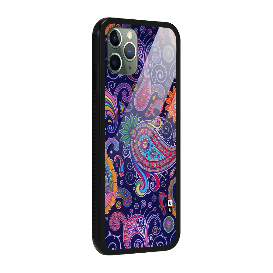 Mehendi Pattern Glass Back Case for iPhone 11 Pro