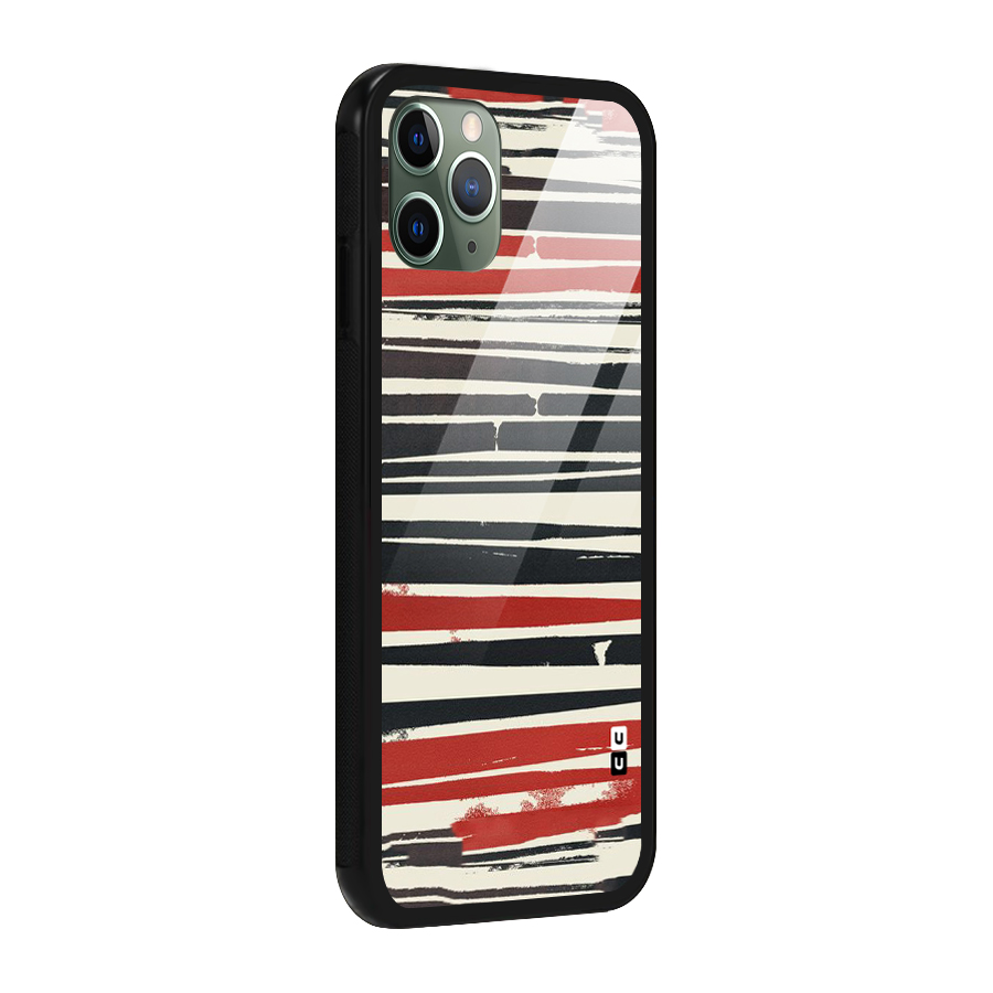 Messy Vintage Stripes Glass Back Case for iPhone 11 Pro